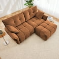 thumbnail image 2 of Modern Chenille 2-Seater Sofa with Ottoman | Burnt Orange | Soft Textured Fabric | Living Room, Apartment, Dorm | Comfortable, Durable Design, 2 of 18