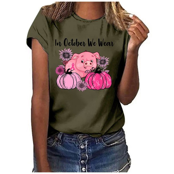 Blusa Suelta de Manga Corta Con Cuello Redondo Y Estampado de Moda Para Mujer Odeerbi ODB179193
