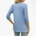thumbnail image 6 of HLKJKLS Long Sleeve Shirts For Women Winter V Neck Printed 3/4 Sleeves Buttons Blouse Casual Polyester Spandex Comfortable Breathable Blue S-3Xl, 6 of 8
