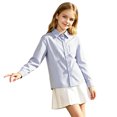 thumbnail image 5 of FYDUU Kids Boys Girls Long Sleeve Striped Shirt Turndown Collar Button Down Shirts Fall Back To School Shirt Formal Children's Tops 5-6 Years, 5 of 6
