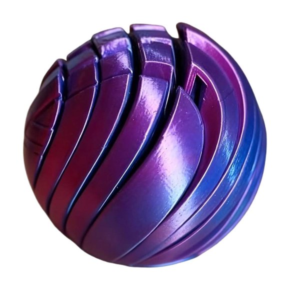 3D Printed Slime Ball Fidget Toy, 2.1 inch Anxiety Fidget Toys Adults, 3D Printed Slime Ball Gear Sphere, Liquid Flow Feeling Desk Fidget Toys Adults, Purple