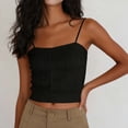 thumbnail image 2 of Noric Women's Built-in Bra Tank Top Square Neck Sleeveless Ribbed Spaghetti Strap Cami Slimming Everyday Basic Casual Outfits, 2 of 6