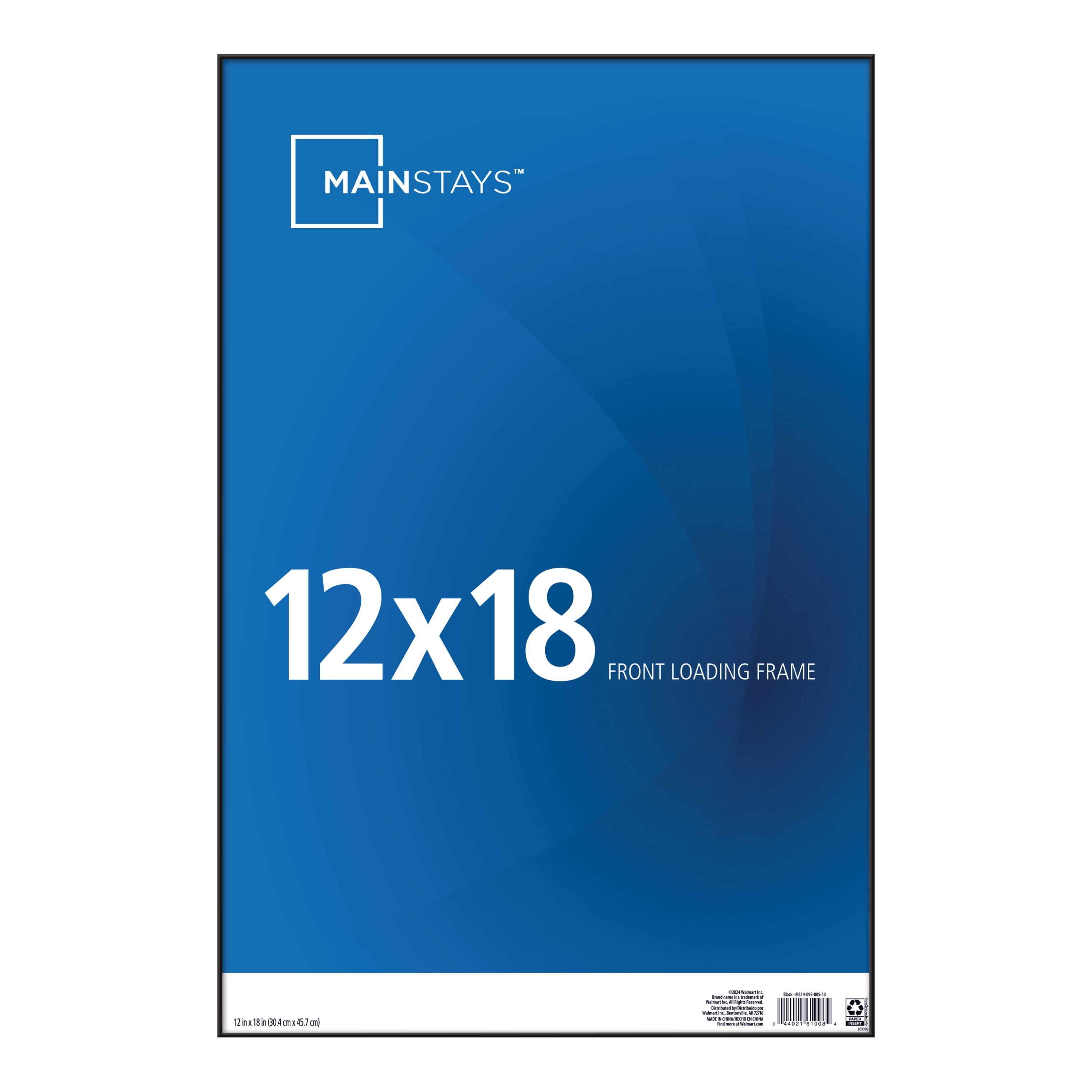 (2 pack) Mainstays 12x18 Black Front Loading Picture Frame For Wall Or Tabletop Display
