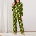 thumbnail image 2 of Fuzoiu goose and hearts Print Women's Long-Sleeved Pajama,Lounge Button Down Nightwear,Womens Notch Collar Pajama Set-, 2 of 7
