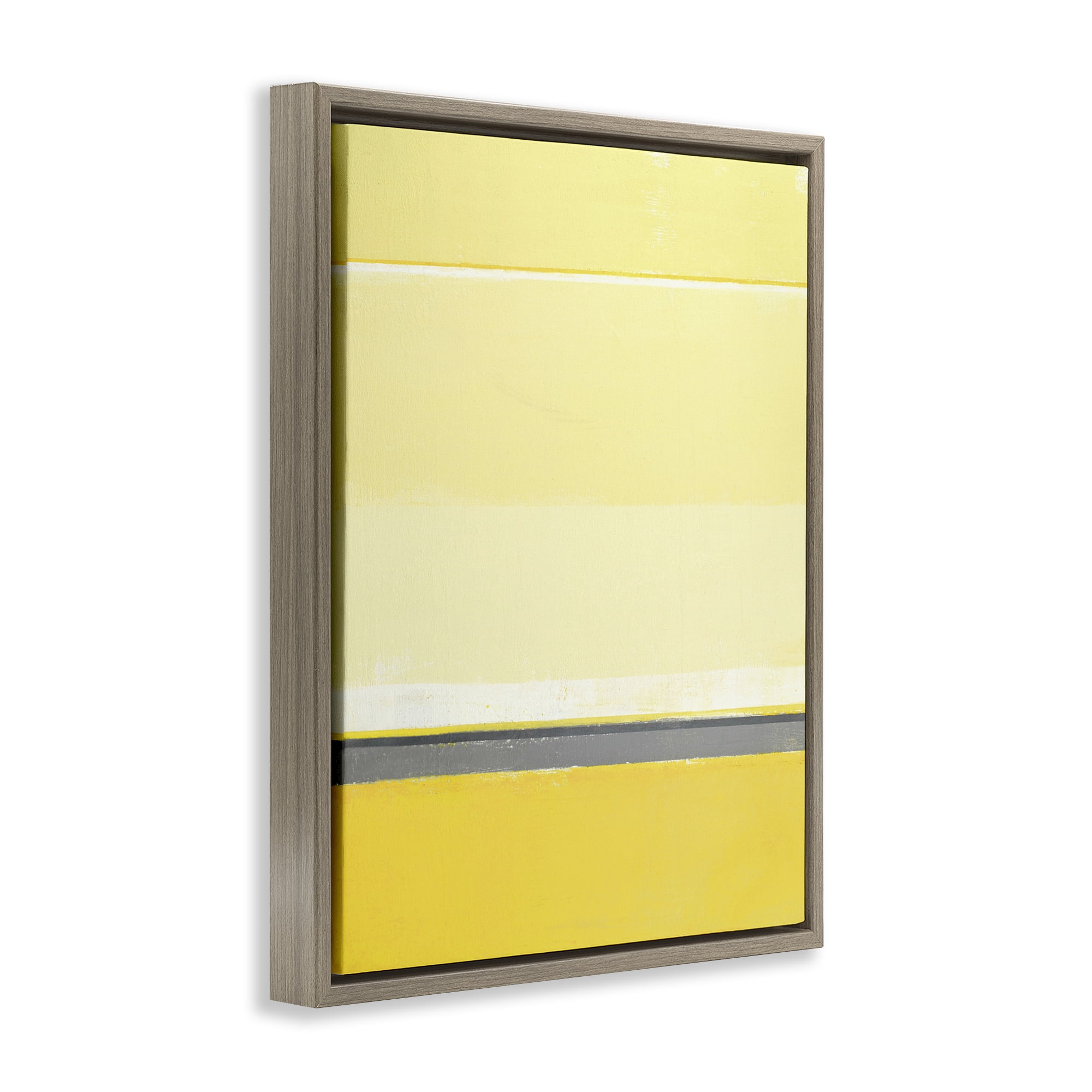 Stupell Industries Yellow Minimal Abstract Abstract Painting Brown Floater Framed Canvas Art Print Wall Art, 17 x 21