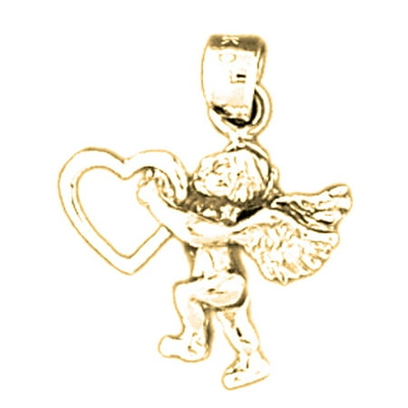 18K Yellow Gold Angel Pendant - 20 mm