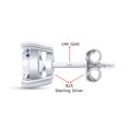 thumbnail image 4 of 14K White Gold Post & 925 Sterling Silver 5MM Round Cut Lab Created Moissanite Diamond 3-Prong Martini Style Stud Earrings 1.0ct, 4 of 4