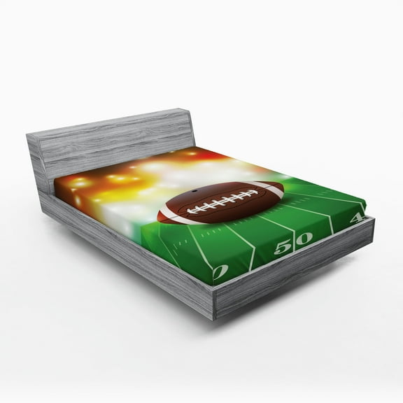 Ambesonne Brown Green Fitted Sheet, Grass Turf Field Team, California King, Brown Green