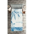 thumbnail image 2 of Ambesonne Blue White Quilted Coverlet 2 Pcs, Surf Hawaiian Beach, Twin Size, Blue White, 2 of 2