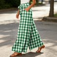 thumbnail image 5 of Women's Gingham Plaid Wide Leg Pants, Casual Tie Waist Paperbag Palazzo Trousers, Summer High Waisted Checkered Long Pants with Pockets, 5 of 6