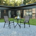 thumbnail image 3 of Flash Furniture Brazos Series 3-Piece Steel Glass Patio Table and Chair Set, Gray, 3 of 11