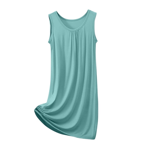 Women Nightgowns Tank Sundress Summer Sleepshirt Nightgown Comfortable Round Neck Sleeveless Home Dress Loungewear Casual Basic Sleepwear For Women Sleepshirts Dresse Green 5XL