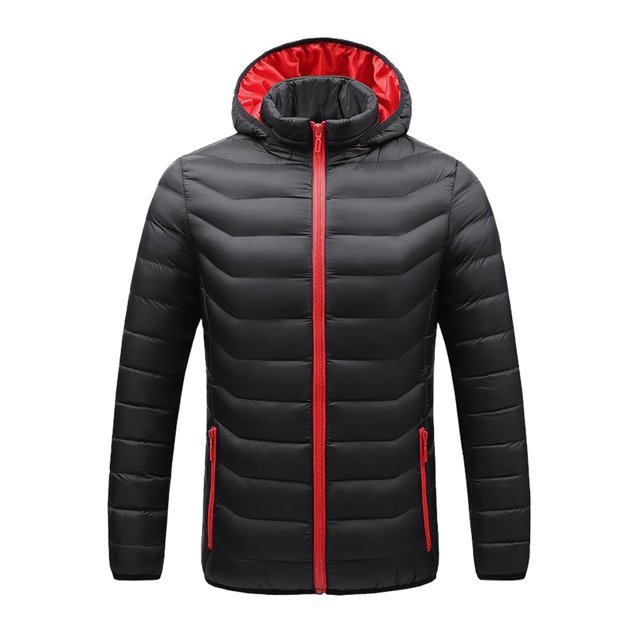 Qarigey Chaqueta de calefacción Chaquetas acolchadas cálidas Termostato inteligente Ropa térmica con capucha ligera Abrigo térmico con cremallera Abrigos y chamarras Negro Rojo XL Qarigey AP013479-02