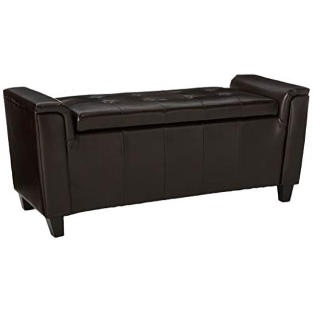 christopher knight home living james brown tufted leather armed storage