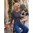 thumbnail image 4 of Zeagoo Women Basic Tee Long Sleeve Tops Crewneck Ribbed Knit Fitted Tshirts Dressy Casual Fall Clothes, 4 of 6