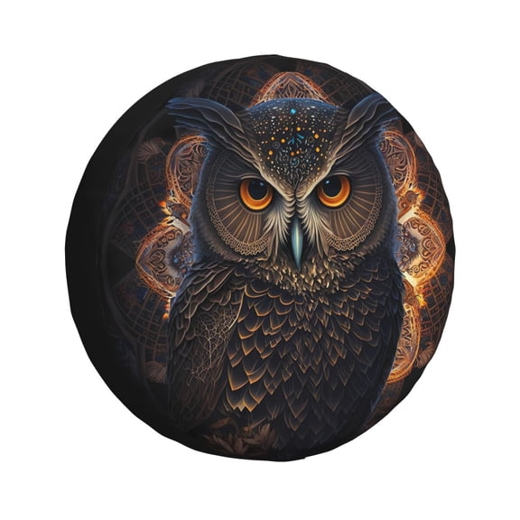Vsdgher Classical Style Brown Owl for Spare Tire Cover, Tire Wheel Protector Wheel Cover Fit for Truck,Trailer,RV,SUV,Camper and Most Vehicle-14 inch