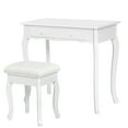 thumbnail image 2 of Gymax Bathroom Vanity Jewelry Makeup Dressing Table Set With Stool 4 Drawer Folding Mirror White, 2 of 8