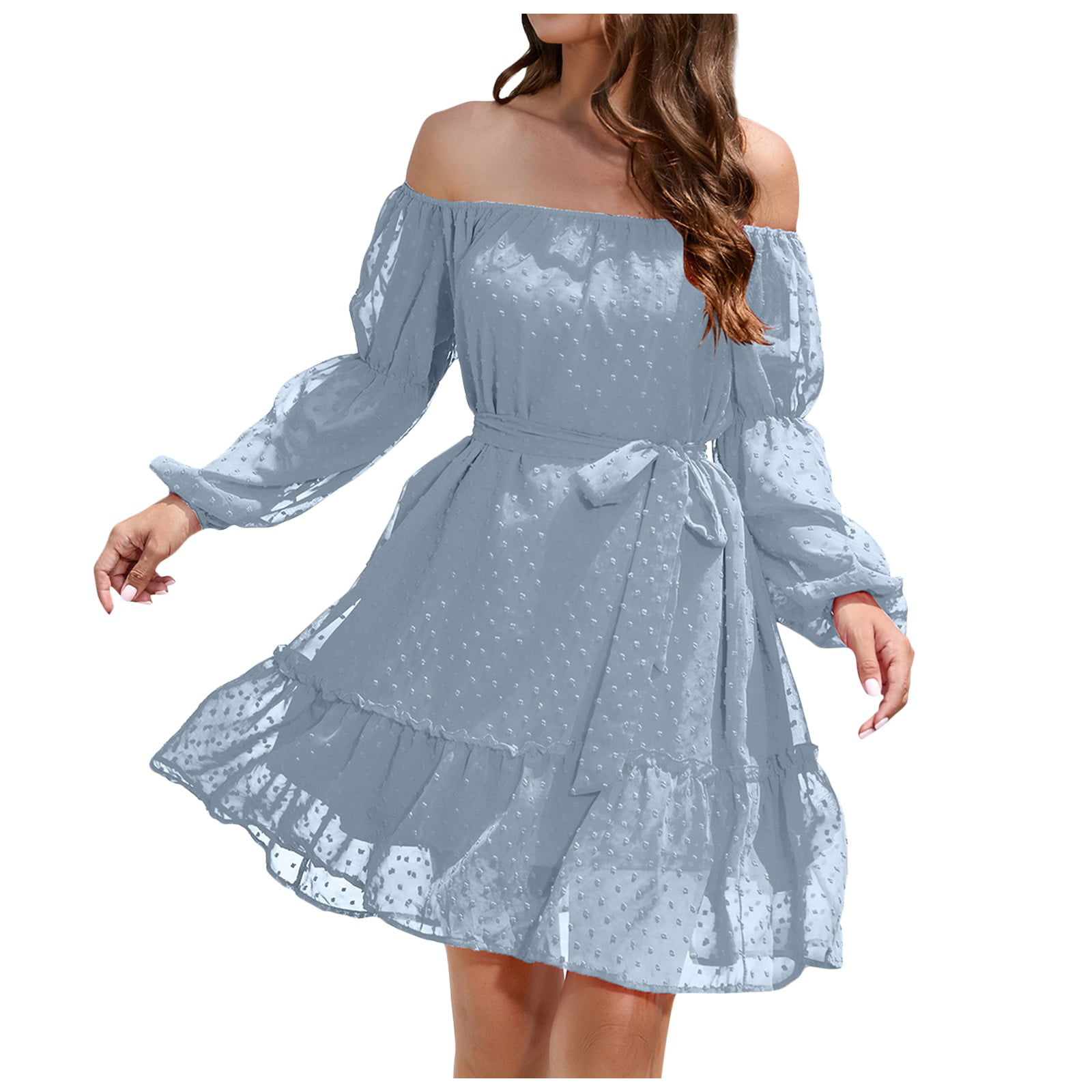 BEEYASO Clearance Summer Dresses for Women Loose Solid Long Sleeve