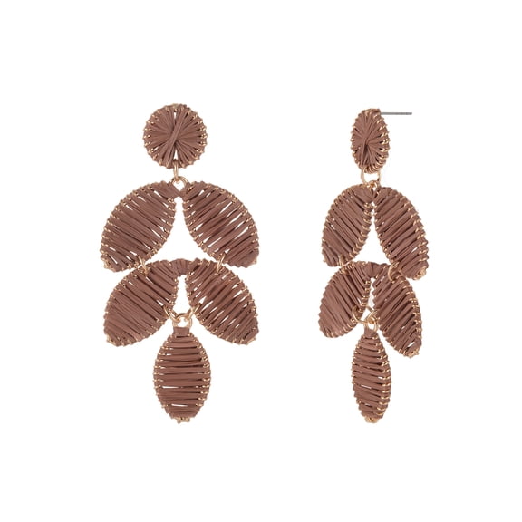 Time and Tru Goldtone Brown Raffia Leaf Drop Earring