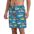 thumbnail image 2 of Kdxio Transportations With Animals Pattern Mens Casual Shorts - Drawstring Summer Beach Sports Shorts for Men, 2 of 9