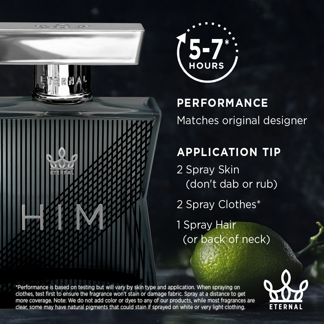 Eternal Fragrance HIM, Clean Citrus, Modern Aromatic Woods Eau de Parfum, Inspired by Myself Cologne for Men, 3.4 oz (100ml) Spray
