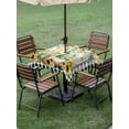 thumbnail image 5 of Square Outdoor Tablecloth with Umbrella Hole Sunflower Gnomes Outside Table Cloth Waterproof Patio Table Cover Spring Farmhouse Vintage Daisy Leaf Plaid Zipper Tablecloths for Picnic 54x54 Inch, 5 of 8