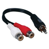 Cable Leader 6in RCA Male to 2 RCA Female Audio Cable, Black