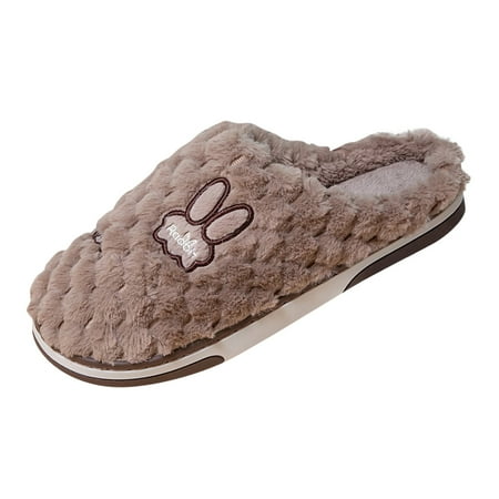

Qxutpo Mens Slippers Winter Couples Warm Home Closed Toe Soft Bottom Comfortable Cute Rabbit Embroidered Slippers for Men Size 43