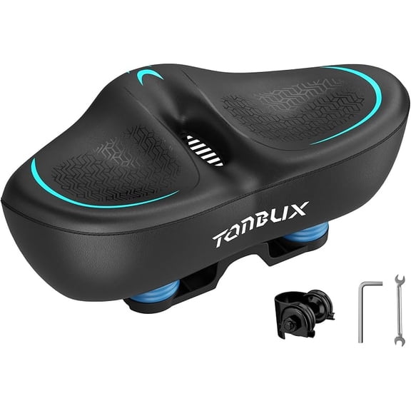 TONBUX Noseless Bike Seat, 13.4" Wide Bicycle Seat for Peloton Bikes Ebike