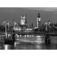 thumbnail image 2 of Frank, Assaf 32x25 White Modern Wood Framed Museum Art Print Titled - London-River Thames-Waterloo brigde and houses of parliment at night, 2 of 4