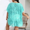 thumbnail image 5 of Tqyyweavej Plus Size Beach Cover Up for Women Lace Sheer Short Sleeve Dresses Solid Color Loose V Neck Bathing Suit Coverups XL-4XL, 5 of 5
