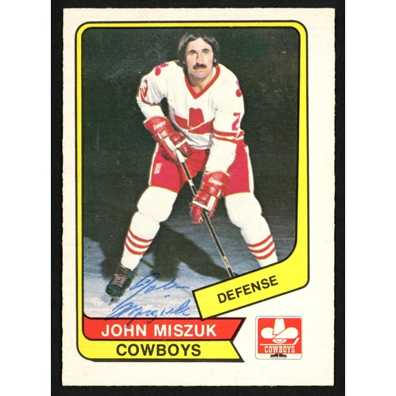 John Miszuk Autographed 1976-77 WHA O-Pee-Chee Card #57 Calgary Cowboys SKU #151308