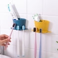 thumbnail image 3 of Soporte para cepillos de dientes sin perforaciones, estante de almacenamiento para el baño, estante para cepillos de dientes montado en la pared, estante para cepillos de dientes faciales (blanco) BRI Rojo Verde, 3 of 5