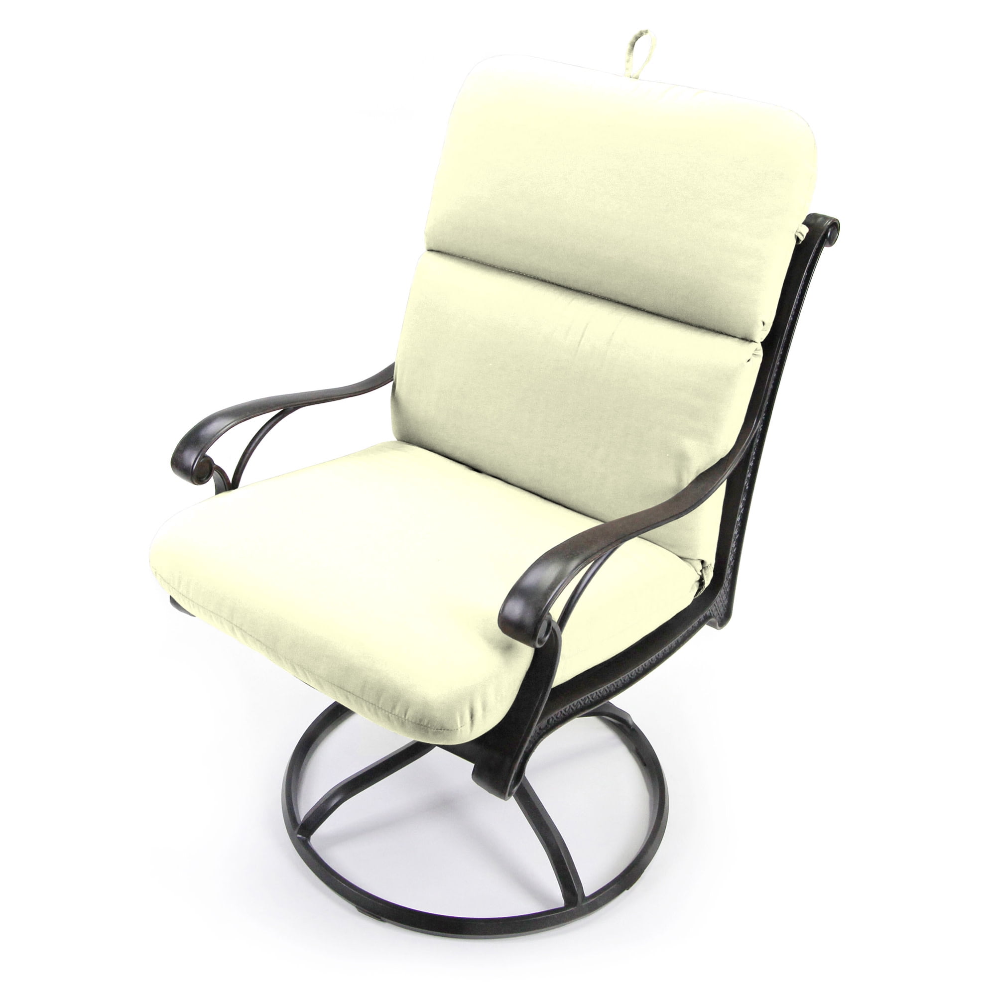 Jordan Manufacturing 45" x 22" Ivory Solid Rectangular Outdoor Chair Cushion with Ties and Hanger Loop