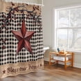 thumbnail image 4 of Country Stars Shower Curtain, Vintage Dark Red Star Black Plaid Brown Wood Grain Waterproof Shower Curtain Set with 12 Hooks Lightweight Bath Curtains Fabric Bathroom Decor 72x72 Inches, 4 of 9