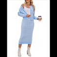 thumbnail image 3 of Conjunto de Suéter para Mujer, Cárdigan de Otoño, Informal, Holgado, para Salir, Traje Informal Azul M, 3 of 10