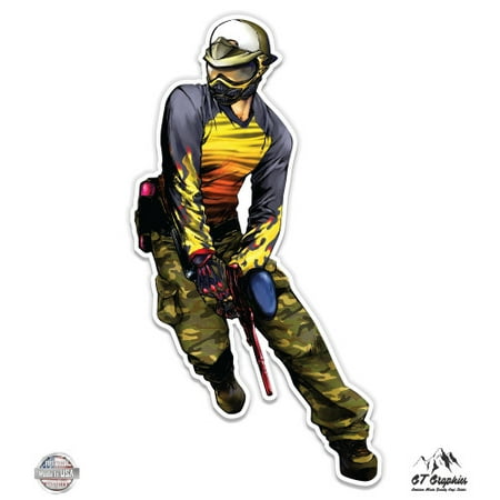 Paintball Shooter - 3" Vinyl Sticker - For Car Laptop I-Pad Phone Helmet Hard Hat - Waterproof Decal