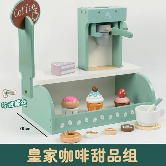 Kids Wooden Toys Simulation Kitchen Toy Pretend Play Afternoon Tea Dessert Coffee Machine Mixer Juicer Ice Cream Gift For Chlid