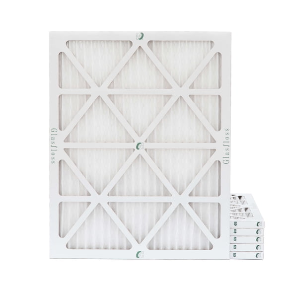 6 Pack of 18x25x1 MERV 10 Pleated Air Filters by Glasfloss. Actual Size: 17-1/2 x 24-1/2 x 7/8