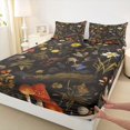 thumbnail image 3 of Feelyou Hippie Leaf Botanical Full Size Sheets, Cartoon Mushroom Plant Bed Sheets, Jungle Moth Snail Sheet Sets, Ultra Soft Bedroom Decor, 4pcs, 3 of 7