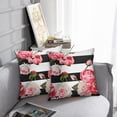 thumbnail image 2 of Set of 2 Floral Throw Pillow Covers Colorful Peony and Roses Black and White Stripes Flowered Pink Abstract Decorative Pillow Case Home Decor Square 18" x 18" Pillowcase, 2 of 6