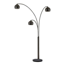 NOVA OF CALIFORNIA Triplet 3 Light Arc Floor Lamp - Black Nickel, Black Marble Base, Dimmer Switch