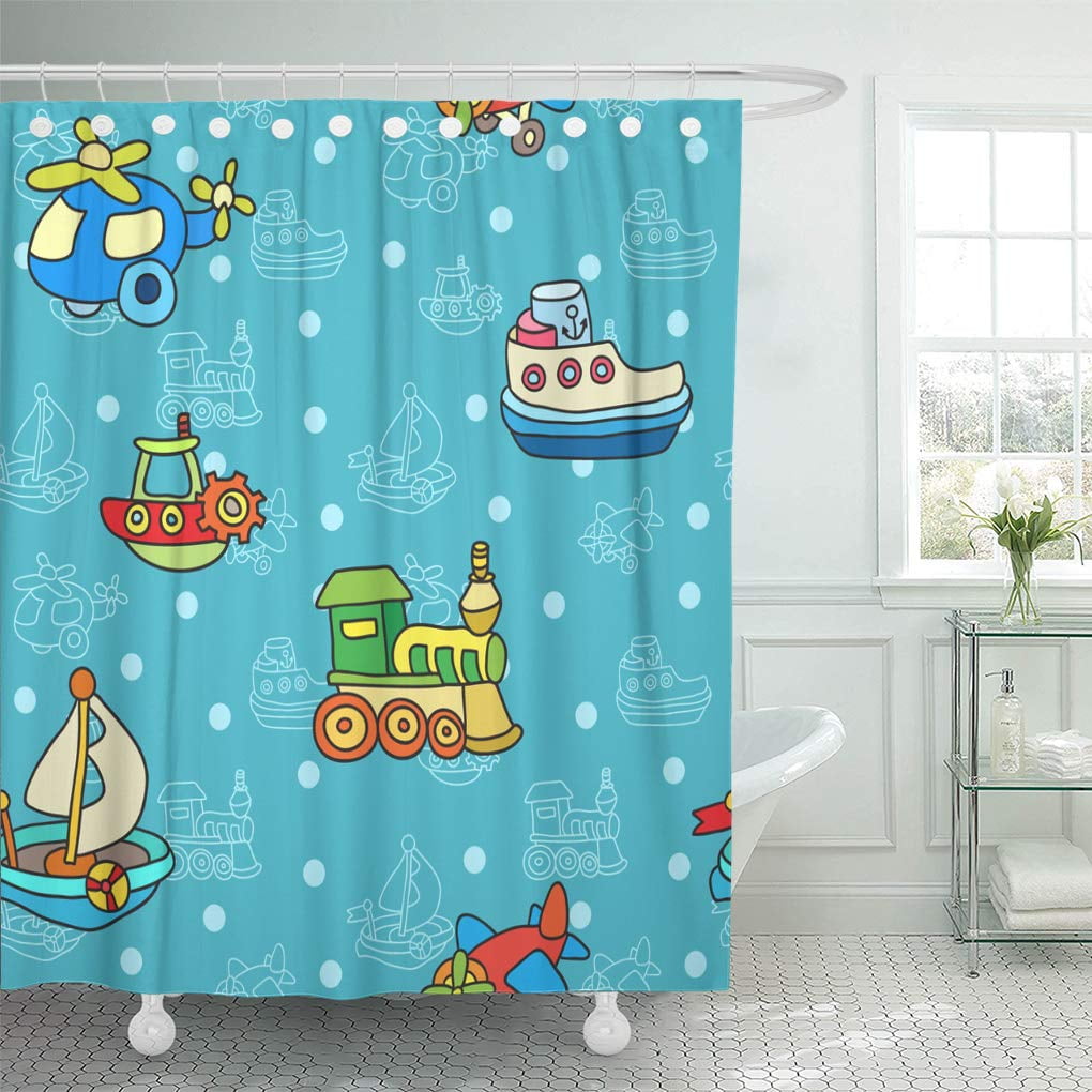 Yusdecor Pattern Blue Boy Colorful Childrens Toys Orange Wherry Boat Bathroom Decor Bath Shower Curtain 66x72 Inch Walmart Canada