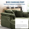 thumbnail image 6 of Oversized Chaise Lounge Chair Indoor Upholstered Sofa Bed with Throw Pillows and Armrests Comfy Corduroy Sleeper Couch with Cup Holders and Charging Port for Living Room Bedroom 60 Inch Wide Green, 6 of 9