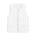 thumbnail image 3 of Gamivast Oversized Short Quilted Puffer Vest For Women Casual Travel V Neck Solid Color Zip Up Jackets With Pockets Winter Warm Elastic Waist Coat, 3 of 6
