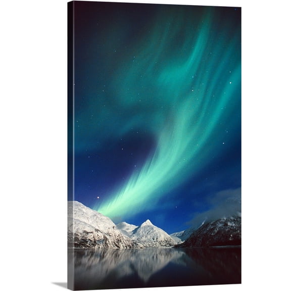 Great BIG Canvas | "Northern Lights over Portage Lake and Chugach Mountains, Southcentral, Alaska" Canvas Wall Art - 20x30