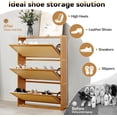 thumbnail image 5 of Rattan Shoe Storage Cabinet for Entryway, Bamboo Slim Shoe Cabinet with 3 flip Drawers, Freestanding Shoe Organizer for Hallway, Narrow Space,Natural, 5 of 18