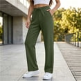 thumbnail image 2 of Straight Leg Sweatpants for Women, Elastic Waist Solid Casual Pants with Drawstring and Side Pockets, Active & Casual Wear | VerBelle,Army Green L, 2 of 9