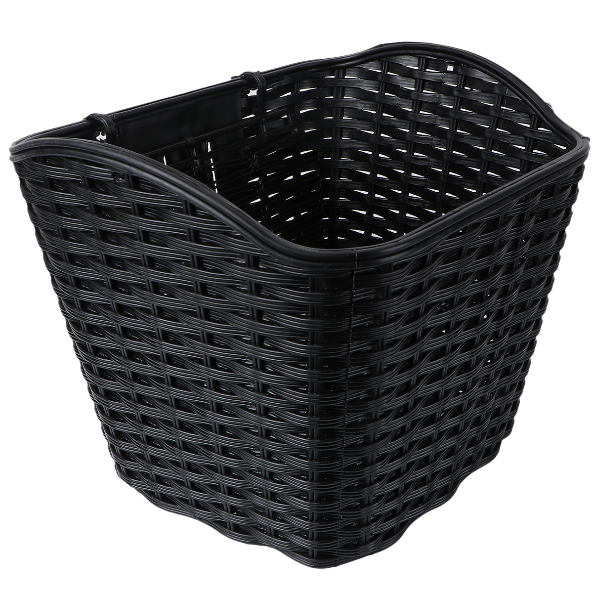 Tineasur Large Capacity Front Handlebar Bike Basket, Black Plastic, Spacious Design for Easy Storage, 1 Piece