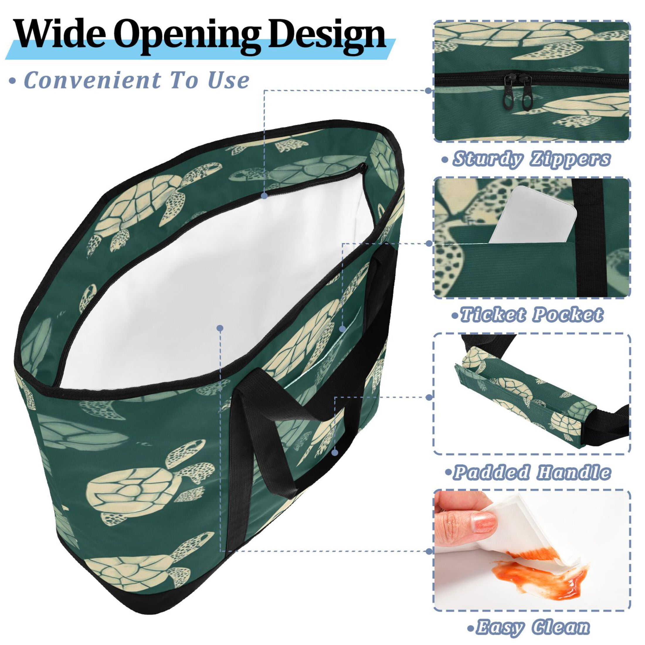 Large Hand-held Ice Pack Picnic Bag Insulation and Refrigeration Suitable for Shopping Picnics and Camping Green Turtle